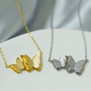 BUTTERFLY 18k Gold Plated Charm 1pc Necklace